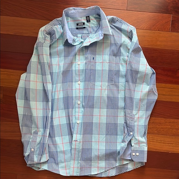 IZOD Men's Blue Plaid Shirt - Picture 1 of 6
